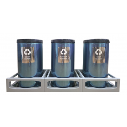 Set 3 cosuri pentru colectare selectiva, din otel, cu capac batant, 45L/recipient Set 3 cosuri pentru colectare selectiva, din otel, cu capac batant, 45L/recipient