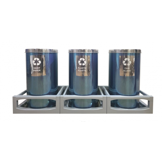 Set 3 cosuri colectare selectiva din otel, 45L/recipient