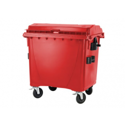 Eurocontainer rosu din material plastic, cu capac plat, MEVATEC, 1100 l  - Transport Inclus Eurocontainer rosu din material plastic, cu capac plat, MEVATEC, 1100 l  - Transport Inclus