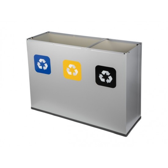 Coș de reciclare gri cu 3 compartimente 3x60L – 180 litri Coș de reciclare gri cu 3 compartimente 3x60L – 180 litri