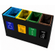 Coș de reciclare negru otel cu acoperire organica, cu 4 compartimente 4x60L – 240 litri