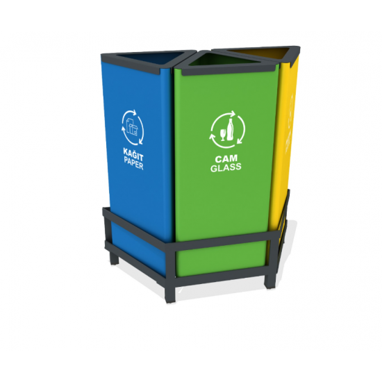 Set 3 cosuri gunoi colectare selectiva, Metal, 26 l/ Recipient Set 3 cosuri gunoi colectare selectiva, Metal, 26 l/ Recipient