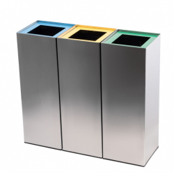 Set 3 cosuri colectare selectiva din otel inoxidabil, 37L/recipient