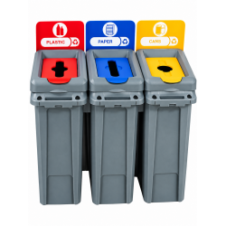 Cosuri pentru colectare selectiva Slim, 3 x 87 L, cu capace colorate