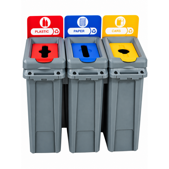 Cosuri pentru colectare selectiva Slim, 3 x 87 L, cu capace colorate Cosuri pentru colectare selectiva Slim, 3 x 87 L, cu capace colorate