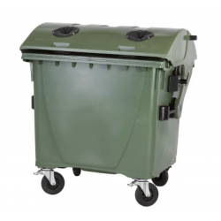 Eurocontainer din plastic, 1100 L, capac rotund, verde, inchizatoare pentru capac - colectare sticla - Transport Inclus Eurocontainer din plastic, 1100 L, capac rotund, verde, inchizatoare pentru capac - colectare sticla - Transport Inclus