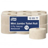 Hârtie igienică Tork Mini Jumbo Advanced Natur, dublu strat, 170m/rolă, 850 porții, (12 role/bax) T2