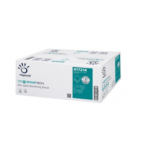 Hartie igienica pliata (bulk), Dissolve Tech Papernet, 270 buc/ pachet