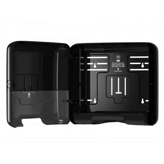 Dispenser negru de prosoape din hartie mini Tork, V  si ZZ Fold, capacitate de 300 servetele