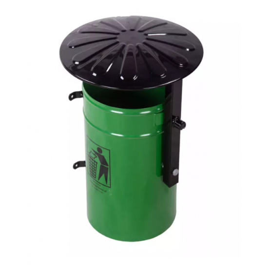 Cos stradal pentru gunoi, Verde, Metal, 35 L