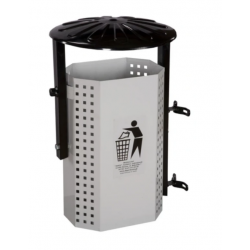 Cos stradal pentru gunoi, Gri, Metal, 35 L Cos stradal pentru gunoi, Gri, Metal, 35 L