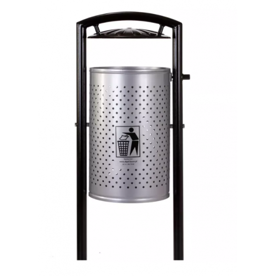 Cos stradal pentru gunoi, Gri, Metal, 60 L Cos stradal pentru gunoi, Gri, Metal, 60 L