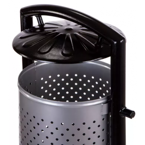 Cos stradal pentru gunoi, Gri, Metal, 60 L Cos stradal pentru gunoi, Gri, Metal, 60 L