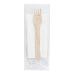 Set 100 bucati, Furculita Lemn si Servetel Set 100 bucati, Furculita Lemn si Servetel