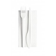 Set BIO CPLA Furculita + Cutit + Servetel - 1000 buc/bax, 100 buc/set