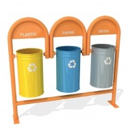 Set 3 cosuri gunoi colectare selectiva, Metal, 30 L/ recipient