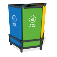 Set 3 cosuri gunoi colectare selectiva, Metal, 26 L/ Recipient