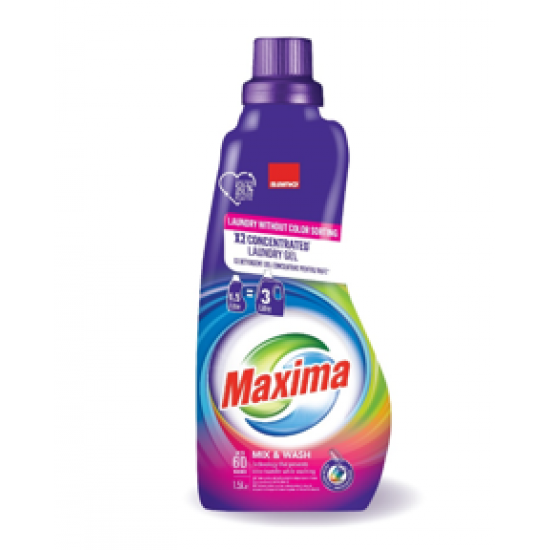 Sano Maxima Mix & Wash - Detergent gel pentru rufe DUBLU – CONCENTRAT, 1.5 L