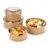 Caserola salata din carton KRAFT, capac transparent, 1100 cc