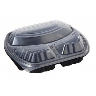 Caserole negre,de meniu, cu 3 compartimente (capac inclus) - 50 buc/set
