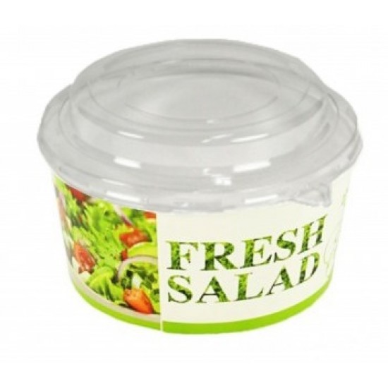 Caserola din carton, pentru salata, cu capac transparent, 550 ml, 50 buc/set Caserola din carton, pentru salata, cu capac transparent, 550 ml, 50 buc/set