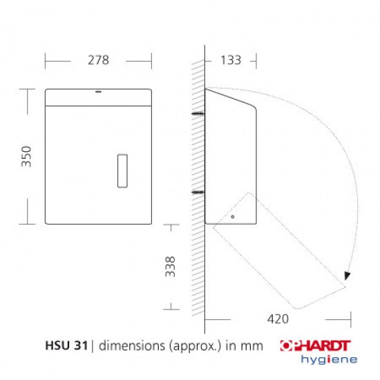 Dispenser prosoape hartie pliate, finisaj satinat, seria SanTRAL, Ophardt Hygiene