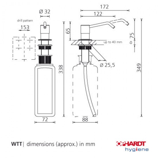 Dozator de săpun lichid cu montaj în blat,  Ophardt Hygiene