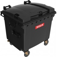 Eurocontainer negru din material plastic, cu capac plat SULO, 1100 L  - Transport Inclus Eurocontainer negru din material plastic, cu capac plat SULO, 1100 L  - Transport Inclus