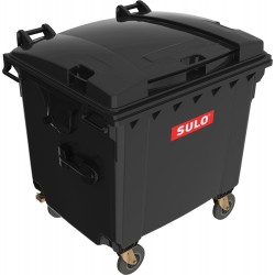 Eurocontainer negru din material plastic, cu capac plat SULO, 1100 L  - Transport Inclus Eurocontainer negru din material plastic, cu capac plat SULO, 1100 L  - Transport Inclus
