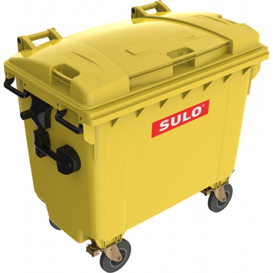 Eurocontainer plastic, 660 L, galben cu capac plat SULO - Transport Inclus Eurocontainer plastic, 660 L, galben cu capac plat SULO - Transport Inclus
