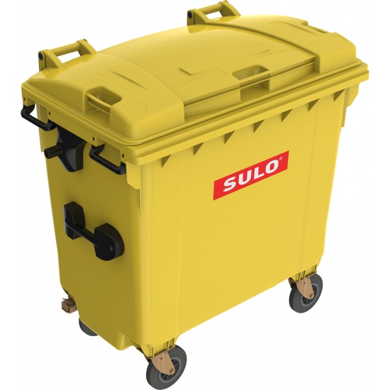 Eurocontainer plastic, 770L, galben, capac plat, SULO - Transport Inclus Eurocontainer plastic, 770L, galben, capac plat, SULO - Transport Inclus
