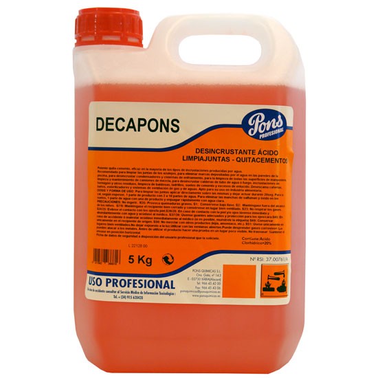 DECAPONS-Solutie profesionala decapanta dezincrustanta, 5L, Asevi DECAPONS-Solutie profesionala decapanta dezincrustanta, 5L, Asevi