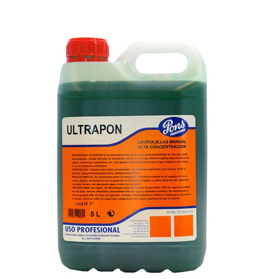 ULTRAPON-Detergent concentrat si puternic degresant pentru spalarea manuala a vaselor, 5L, Asevi