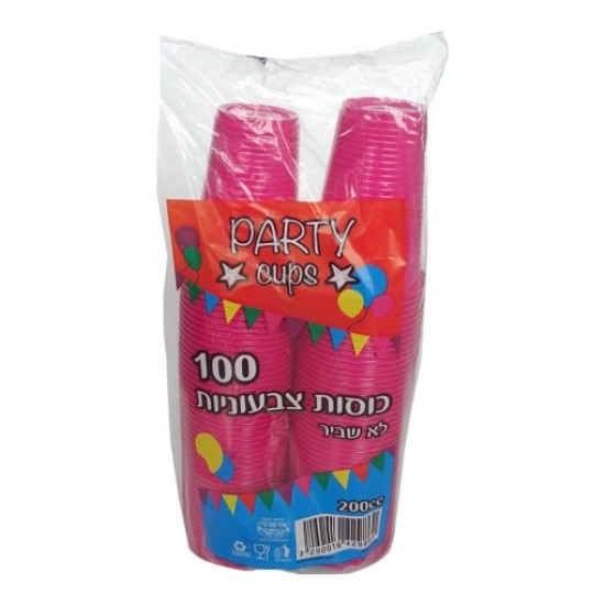 Pahare Plastic 200 CC, Color, 100 buc/set