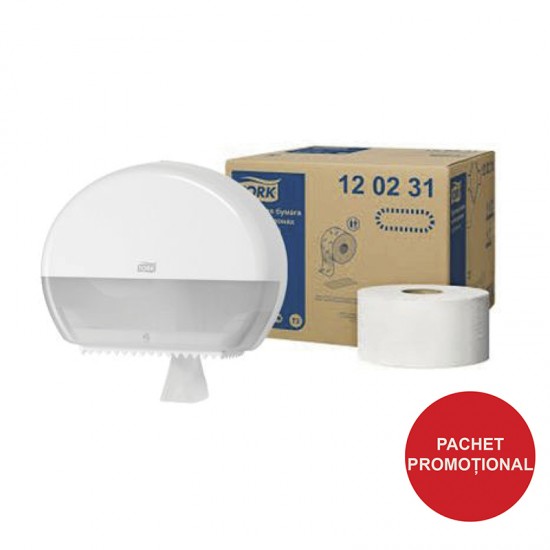 Pachet dispenser hartie igienica Tork si hartie igienica mini Jumbo TORK Pachet dispenser hartie igienica Tork si hartie igienica mini Jumbo TORK
