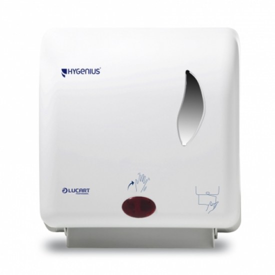 Dispenser din plastic, cu senzori, pentru prosoape maini, pe rola Matic, alb - Hygenius Hands No-Touch, LUCART Dispenser din plastic, cu senzori, pentru prosoape maini, pe rola Matic, alb - Hygenius Hands No-Touch, LUCART
