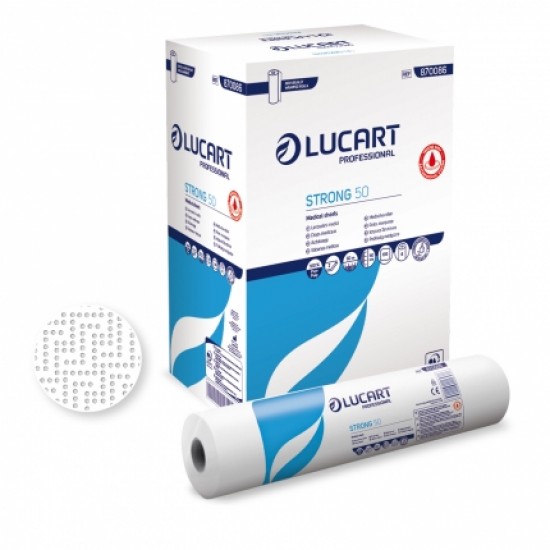 Rola medicala din hartie, tratata antimicrobian, alba - Strong 50 Joint, LUCART, latime 50cm, lungime 50m