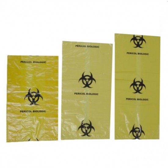 Saci gunoi Galbeni BIOHAZARD 20 litri, 50 bucati