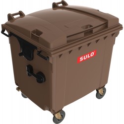 Eurocontainer maro din material plastic, cu capac plat, SULO, 1100 l  - Transport Inclus Eurocontainer maro din material plastic, cu capac plat, SULO, 1100 l  - Transport Inclus