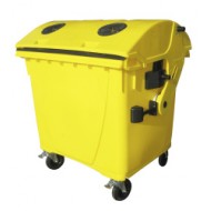 Eurocontainer din plastic, 1100L, galben cu capac rotund, fara inchizatoare pentru capac - colectare plastic - Transport Inclus