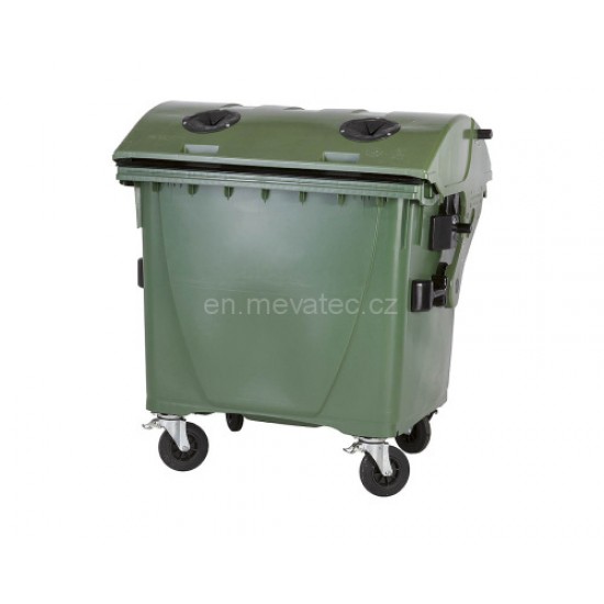 Eurocontainer din material plastic 1100 l cu capac rotund, culoare verde, cu inchizatoare pentru capac - colectare sticla MEVATEC - Transport Inclus Eurocontainer din material plastic 1100 l cu capac rotund, culoare verde, cu inchizatoare pentru capac - colectare sticla MEVATEC - Transport Inclus