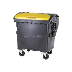 Eurocontainer din plastic, 1100L, negru, capac in capac galben SULO - Transport Inclus Eurocontainer din plastic, 1100L, negru, capac in capac galben SULO - Transport Inclus