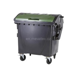 Eurocontainer plastic, 1100 L, negru, capac in capac verde, SULO - Transport Inclus Eurocontainer plastic, 1100 L, negru, capac in capac verde, SULO - Transport Inclus