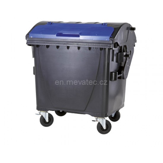 Eurocontainer din plastic, 1100L, negru, capac in capac albastru, SULO - Transport Inclus