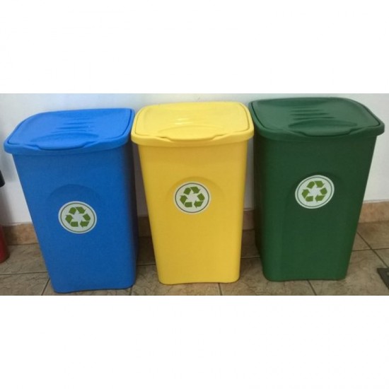 Tomberoane pentru reciclare deseuri 50L, culori: albastru, galben, verde