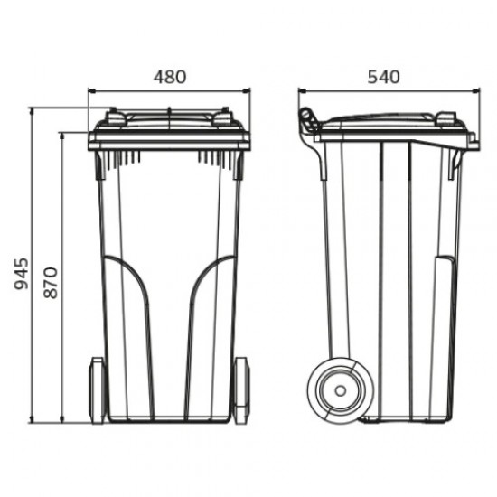 Europubela din material plastic, 120 L, culoare galbena, SULO - Transport inclus