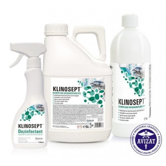 KLINOSEPT™ – Dezinfectant rapid pentru suprafete RTU – pe baza de alcool, 1 litru KLINOSEPT™ – Dezinfectant rapid pentru suprafete RTU – pe baza de alcool, 1 litru