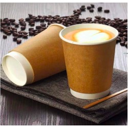 Pahare de carton kraft cu perete dublu 12 oz, 25 buc/set Pahare de carton kraft cu perete dublu 12 oz, 25 buc/set