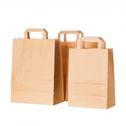 Set 250 bucati, Punga hartie, natur, cu maner plat, 32x17x38.50 cm Set 250 bucati, Punga hartie, natur, cu maner plat, 32x17x38.50 cm