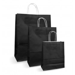 Set 100 bucati, Pungi albe colorate negre, 18x9x25cm